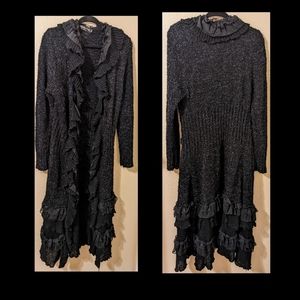 Pretty Angel Fashion Womens Black Cardigan Duster Sweater